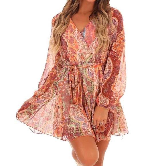 NEW UMGEE fashion forward paisley dress in rust - Picture 5 of 5